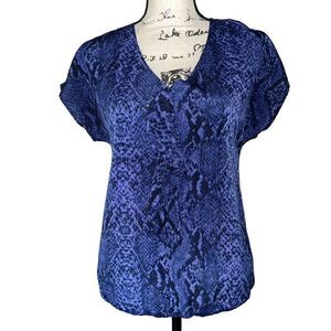 Loft black & blue v-neck blouse XS‎